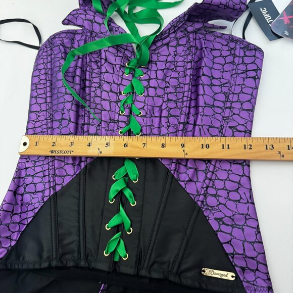 DC Comics The Joker Lace up Halter Top Medium Purple Green Corset Costume Cospla - Picture 10 of 16